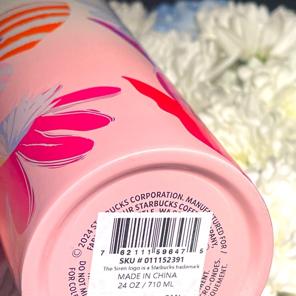 💕💛NWT🌸Starbucks Summer 2024 White Floral Stainless Steel Venti Tumbler - Picture 7 of 9